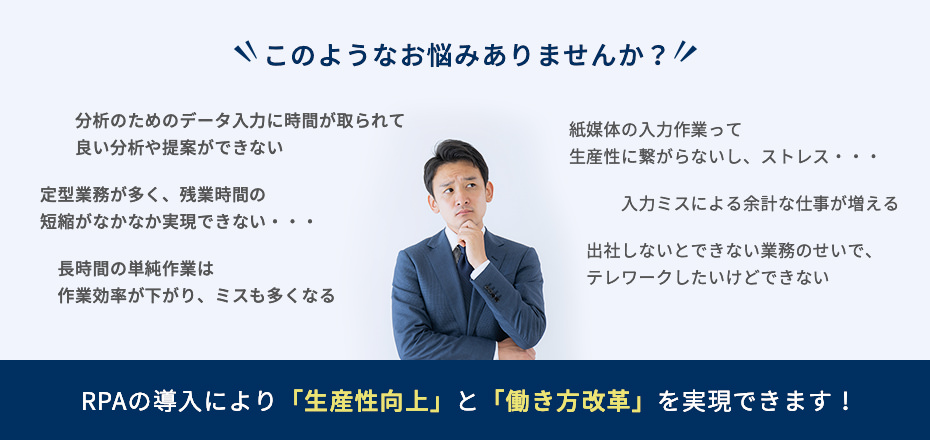 RPAの導入により「生産性向上」と「働き方改革」を実現できます！